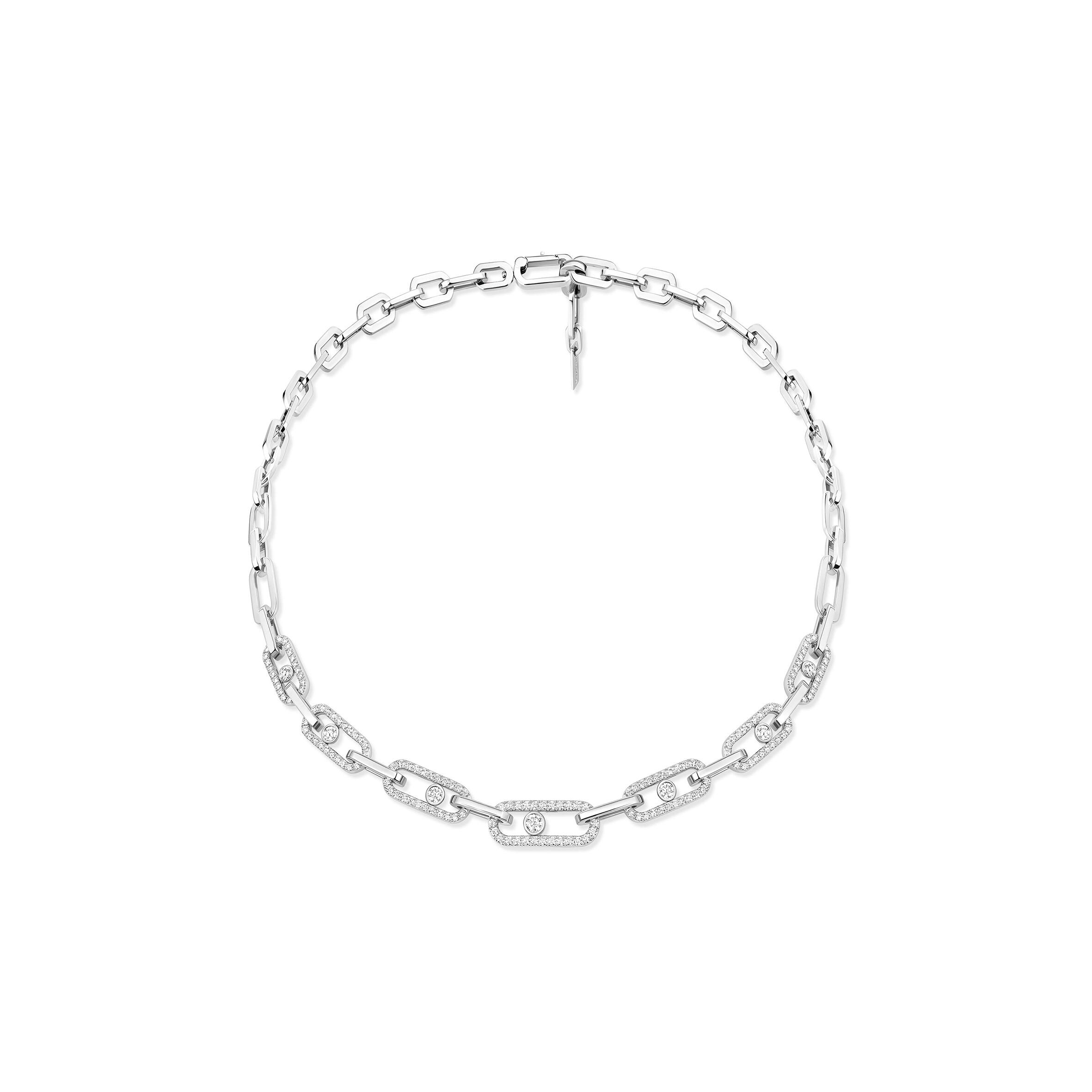 Mes1kaa paris move link pavÉ white gold d1am0nd necklace 14042-wg